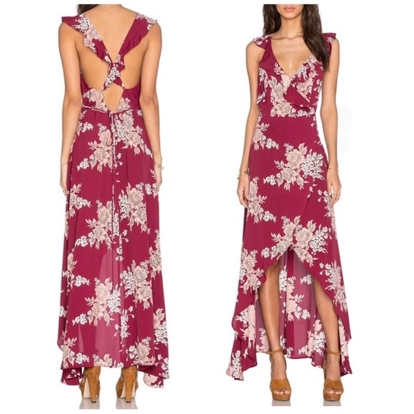Privacy Please Dresses & Skirts - Privacy Please Revolve Fillmore Floral Maxi Dress Size Small Red High Low Ruffle